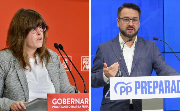 A la izquierda, Pedraza, y a la derecha Merino, en las sedes de sus partidos. / PSOE / PP